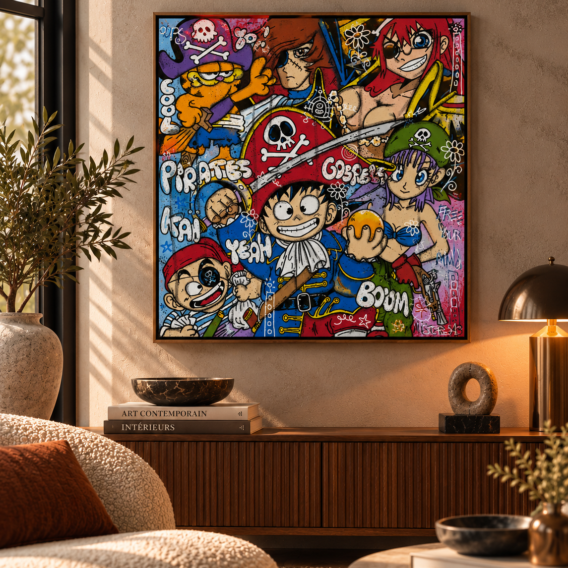 Toile The Pirates Gospels de RICO SAB dans un intérieur – 80 × 80 cm