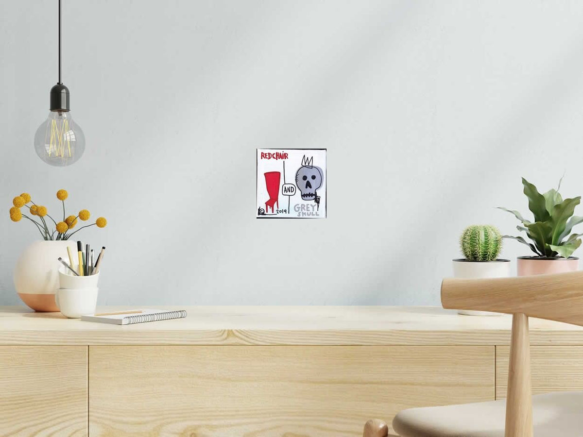 Toile GREY SKULL de TAREK dans un intérieur – 15 × 15 cm