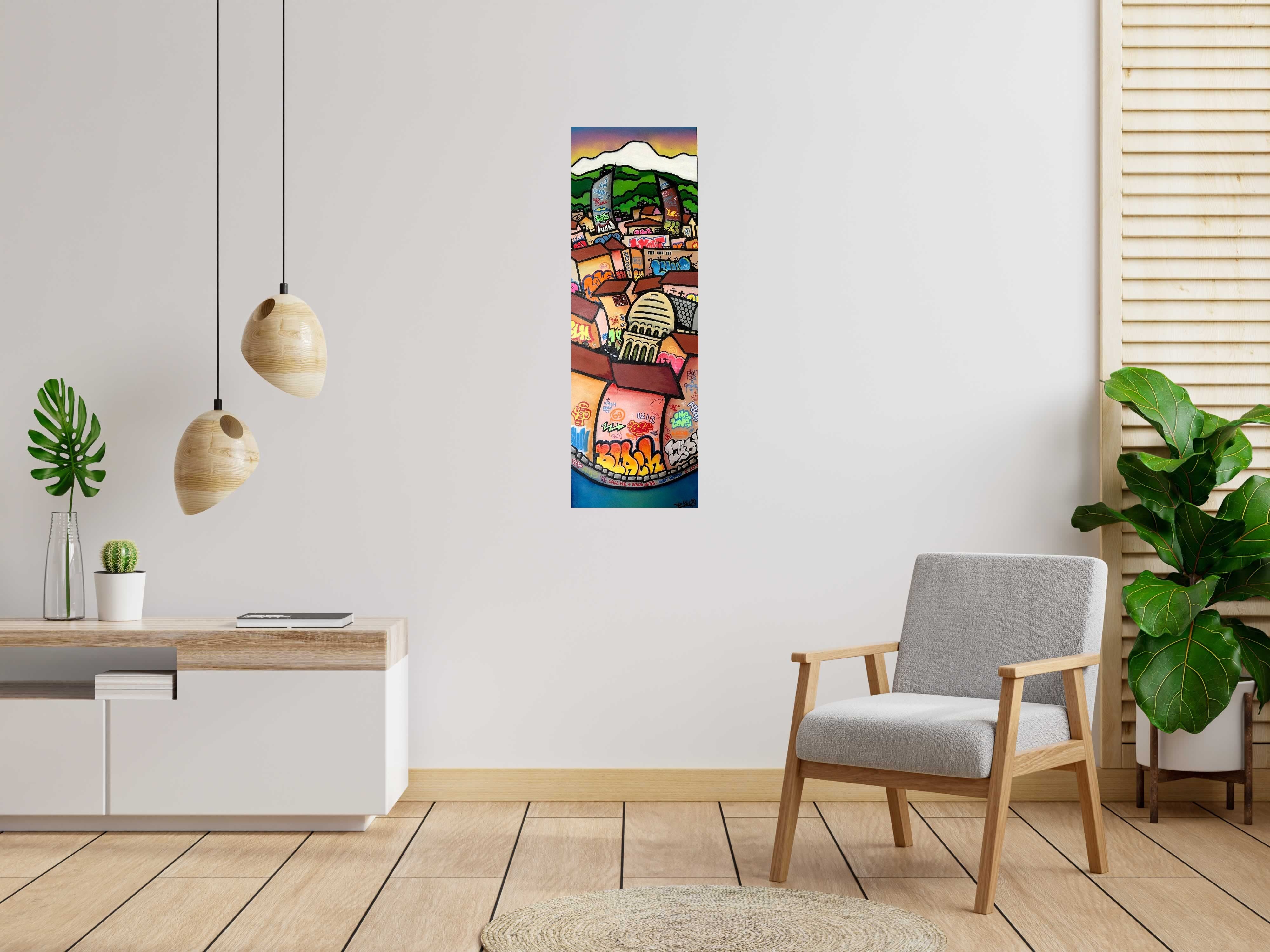 Toile URC Mont bien Blanc de BLACH dans un intérieur – 40 × 120 cm