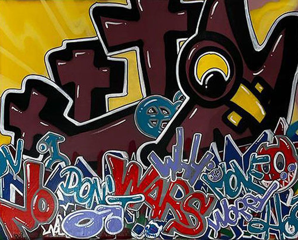 Toile street art format xxl NO WAR – GUTI – 73 × 92 cm