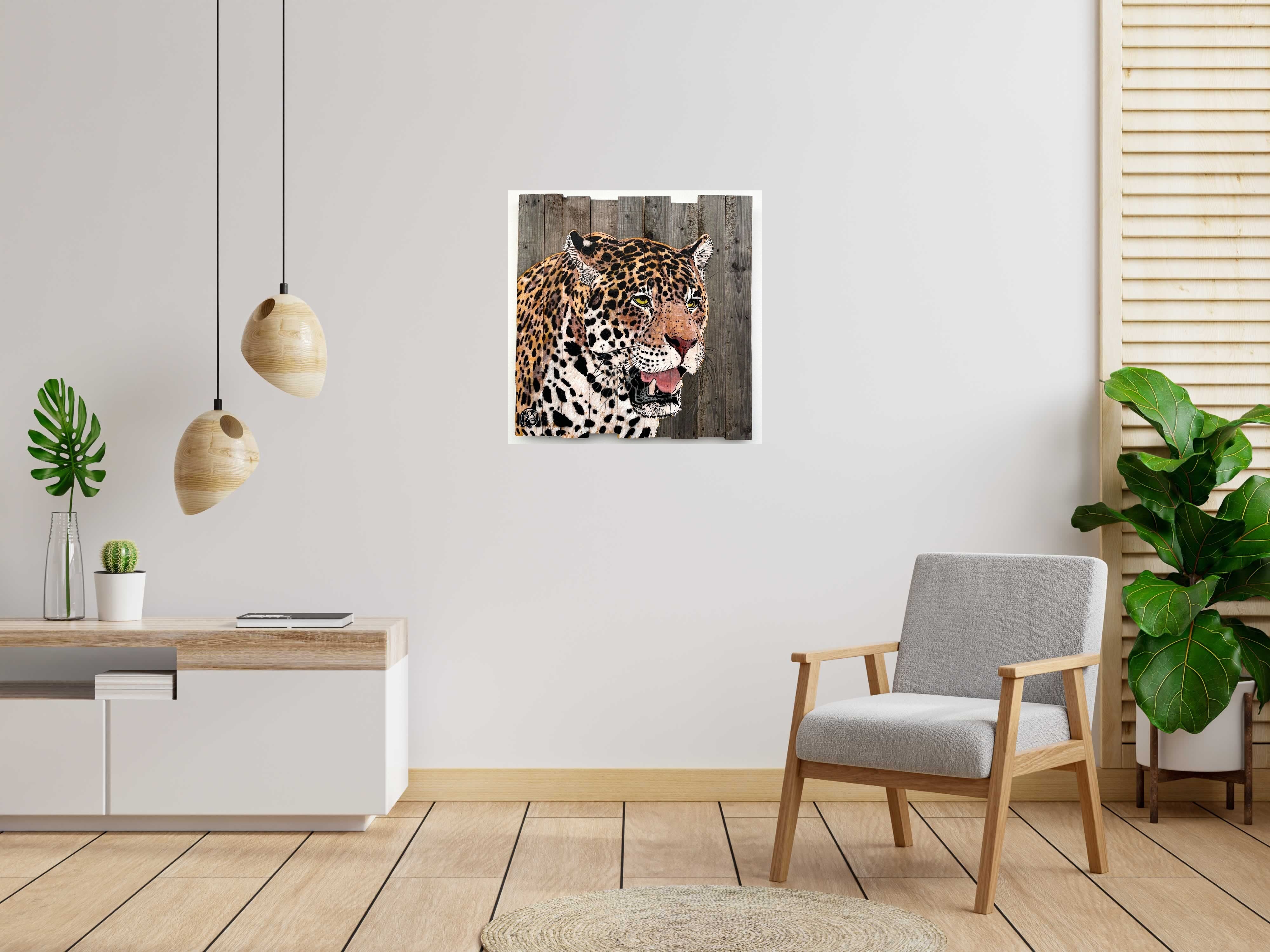 Toile Buste jaguar de MOSKO dans un intérieur – 80 × 80 cm