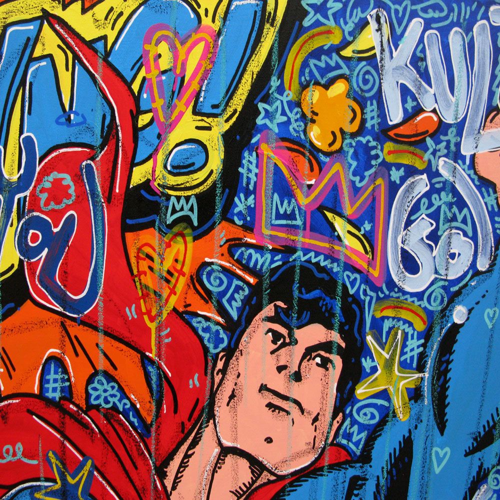Toile Amazing superman de RICO SAB dans un intérieur – 100 × 100 cm