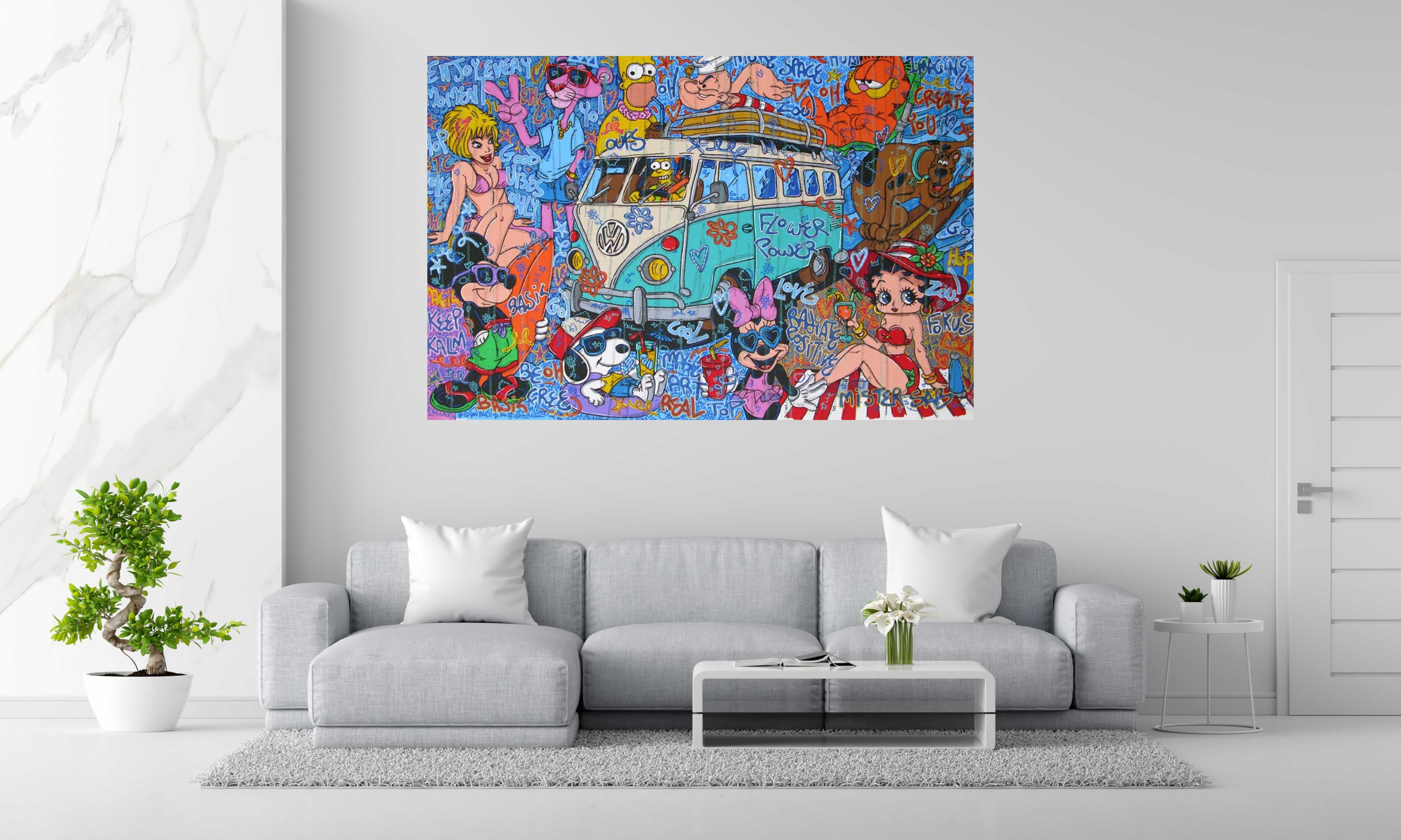 Toile Here comes the summer de RICO SAB dans un intérieur – 195 × 130 cm