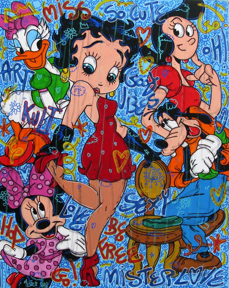 Toile street art format xxl KRAZTY BETTY – RICO SAB – 89 × 116 cm