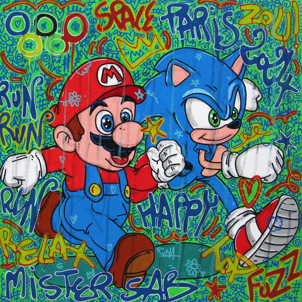 Toile street art format xxl Space Paris 2024 – RICO SAB – 80 × 80 cm