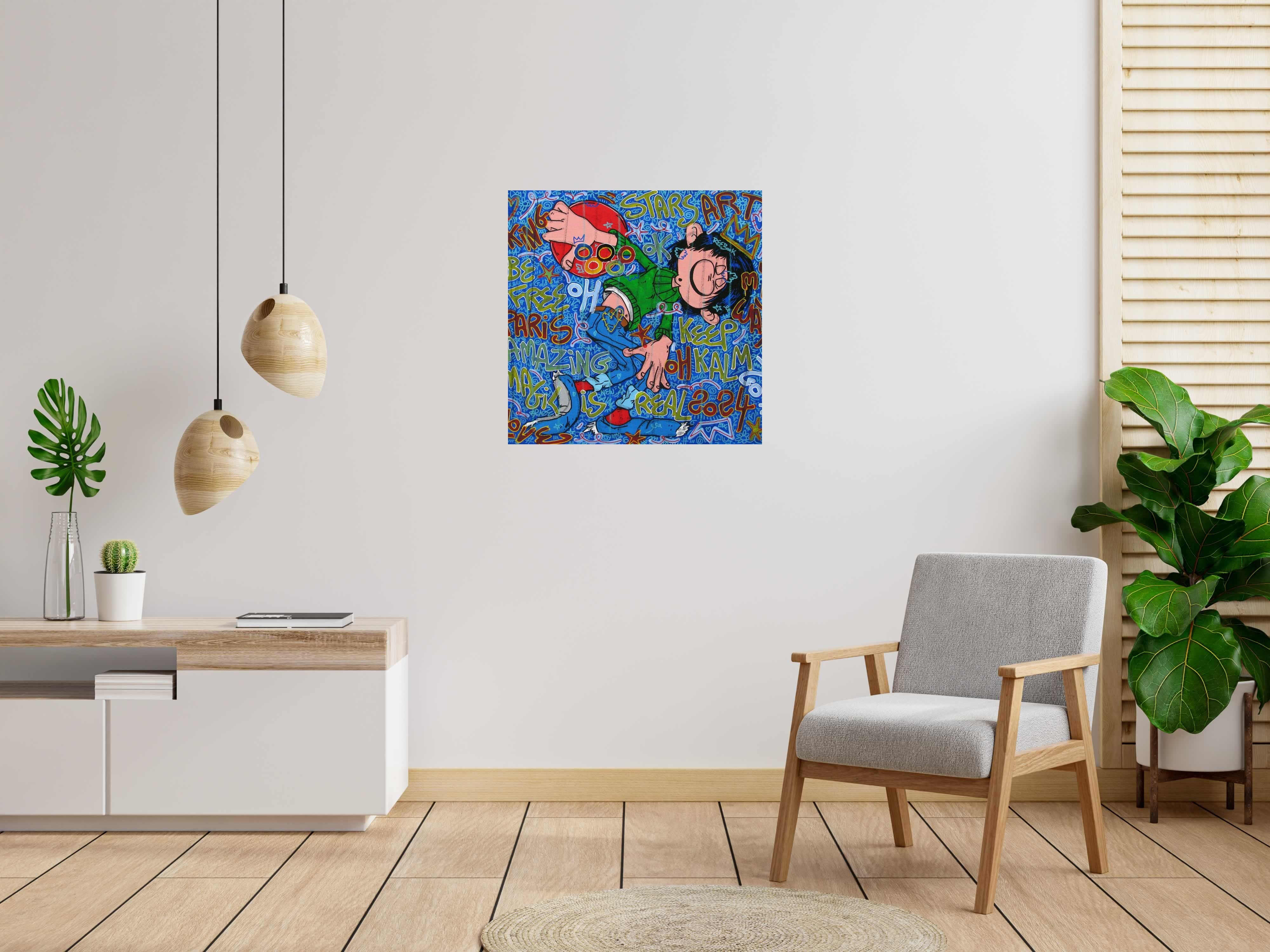 Toile Stars Paris 2024 de RICO SAB dans un intérieur – 80 × 80 cm