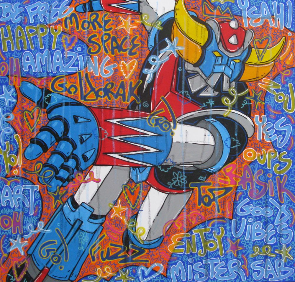 Toile street art format xxl Toile street art:  Goldorak go – RICO SAB – 100 × 100 cm