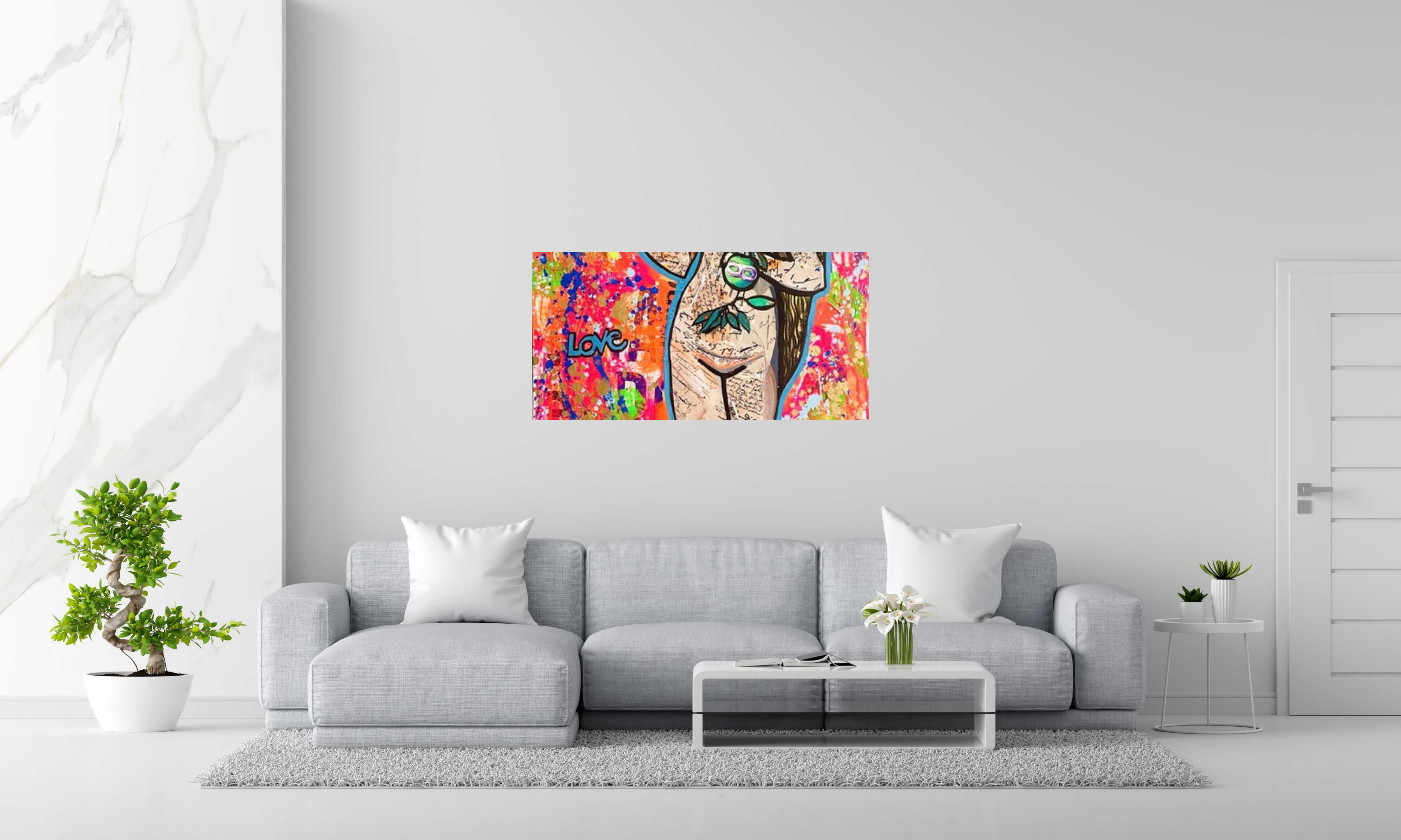 Toile The origin of Art de SARA CHELOU dans un intérieur – 110 × 60 cm