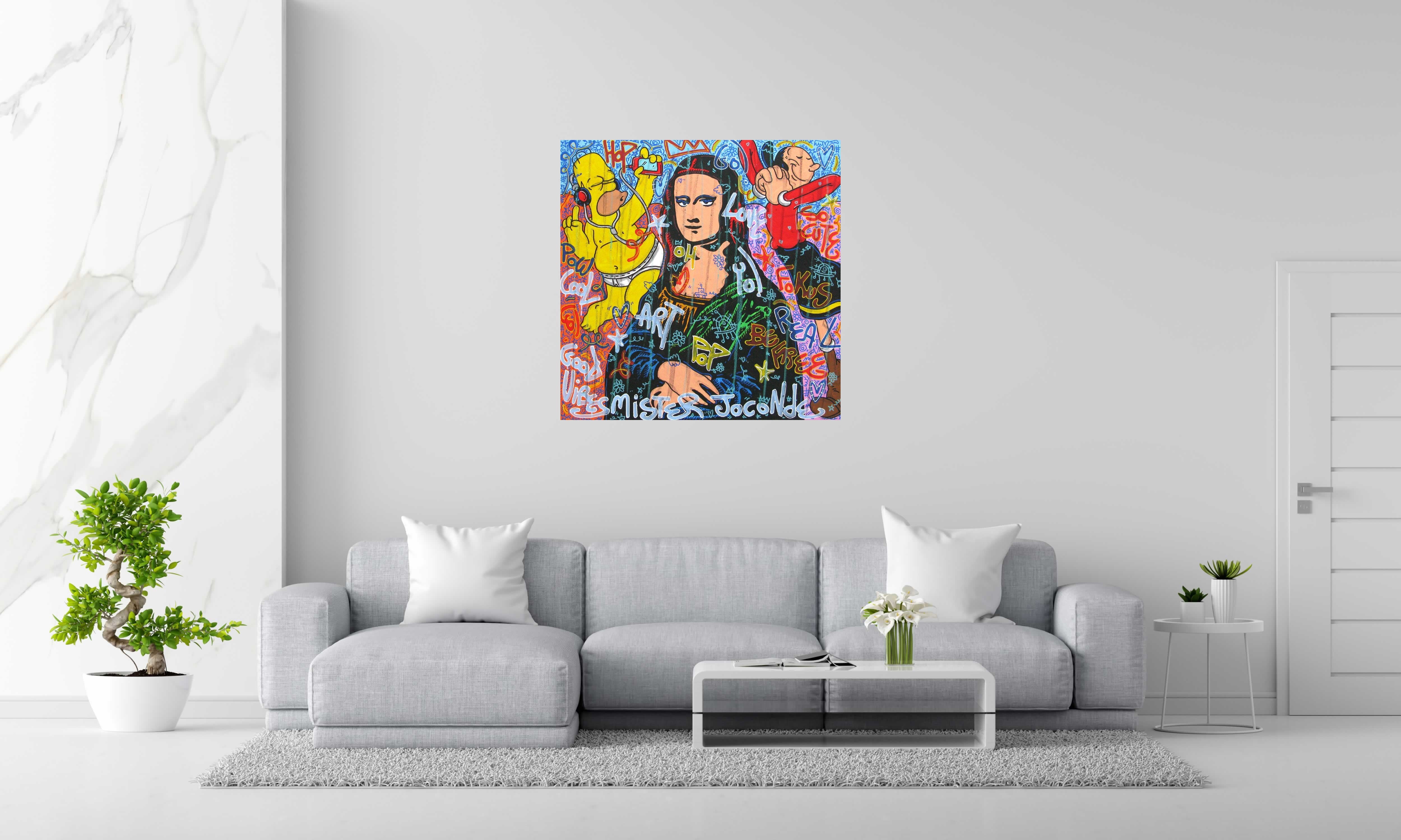 Toile Mister Joconde de RICO SAB dans un intérieur – 100 × 100 cm