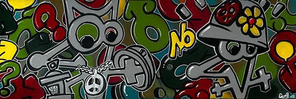Toile street art grande taille ANIMAUX FRAGILES – GUTI – 40 × 120 cm