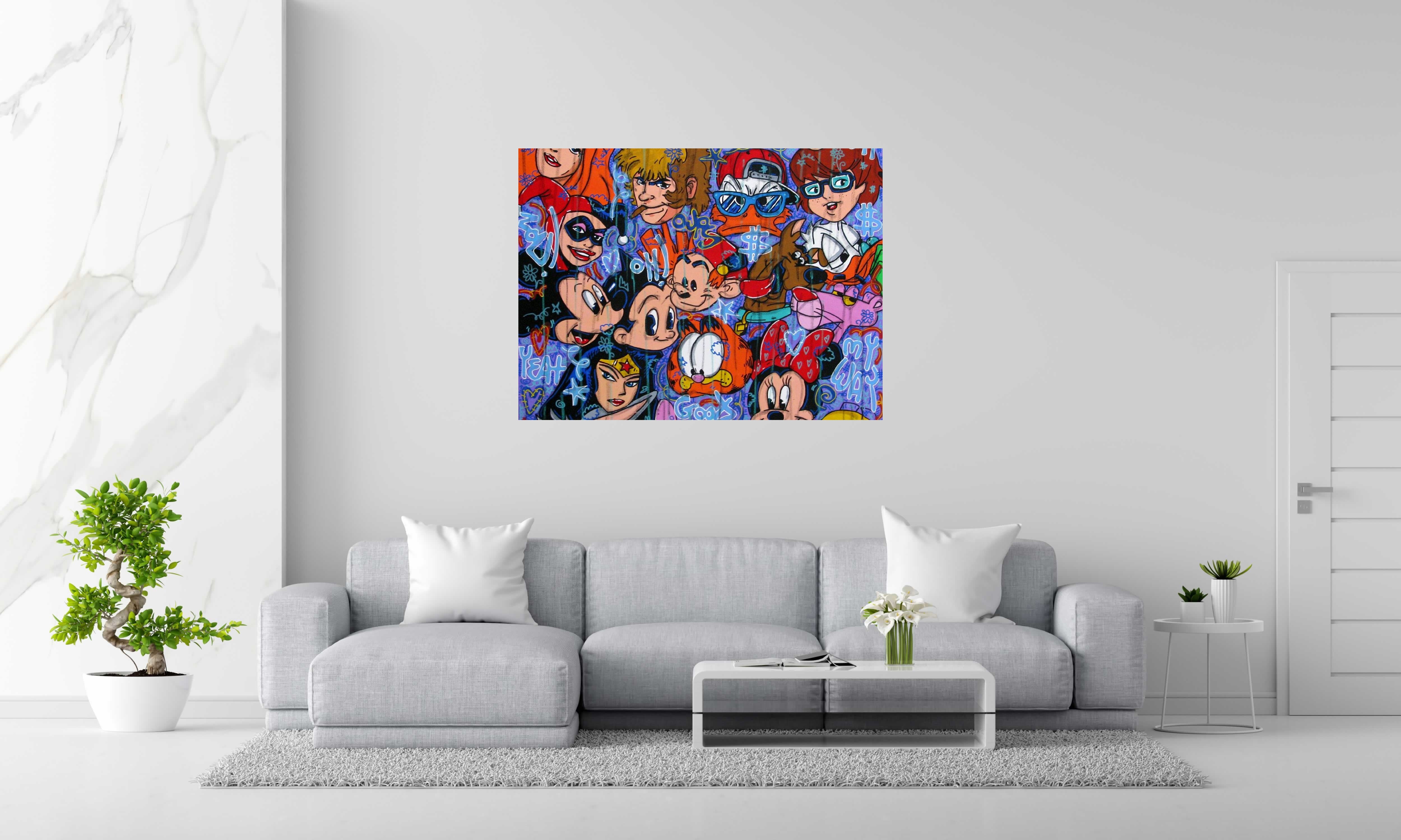 Toile Good vibes only de RICO SAB dans un intérieur – 130 × 97 cm
