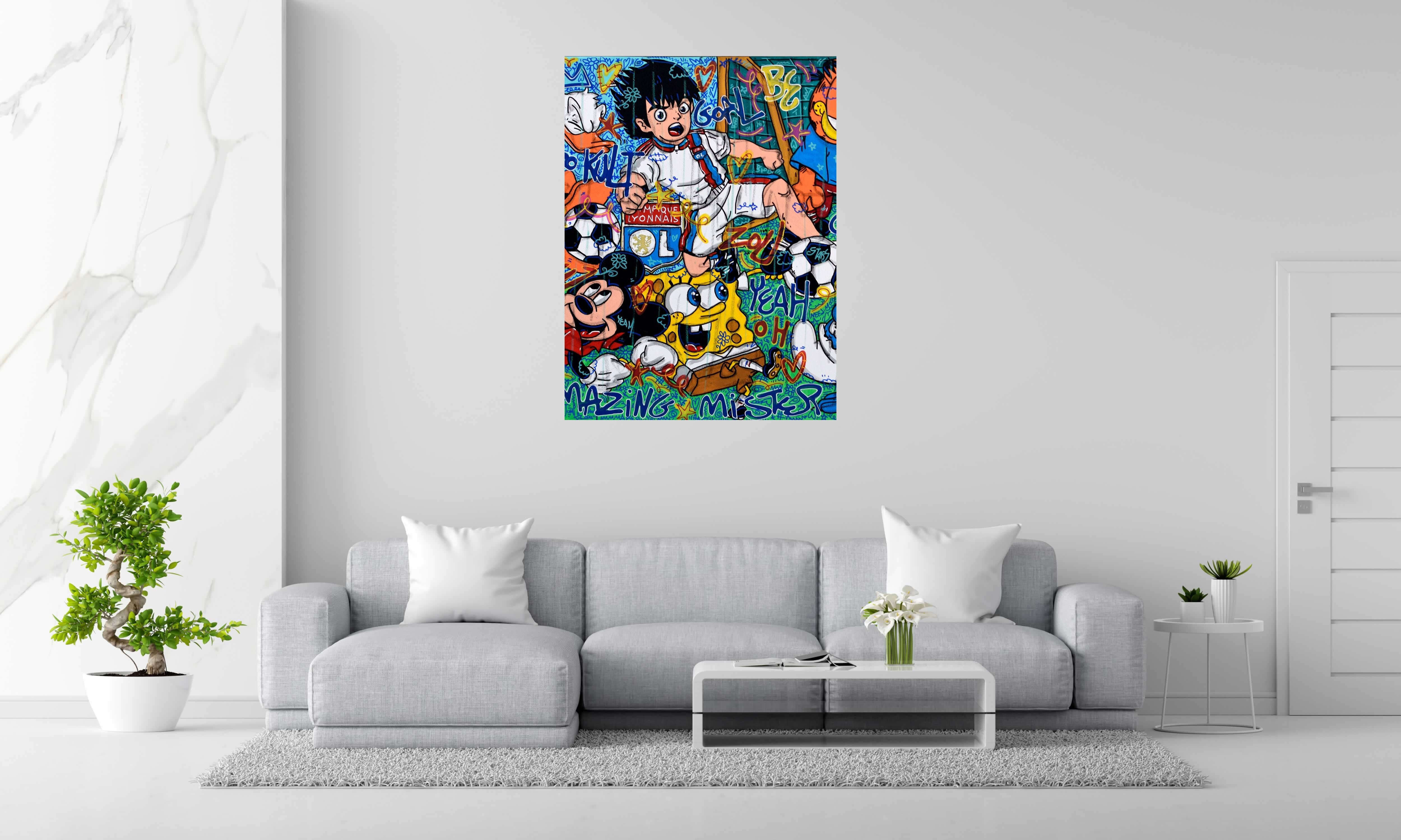 Toile OL Yeah... So foot de RICO SAB dans un intérieur – 100 × 100 cm