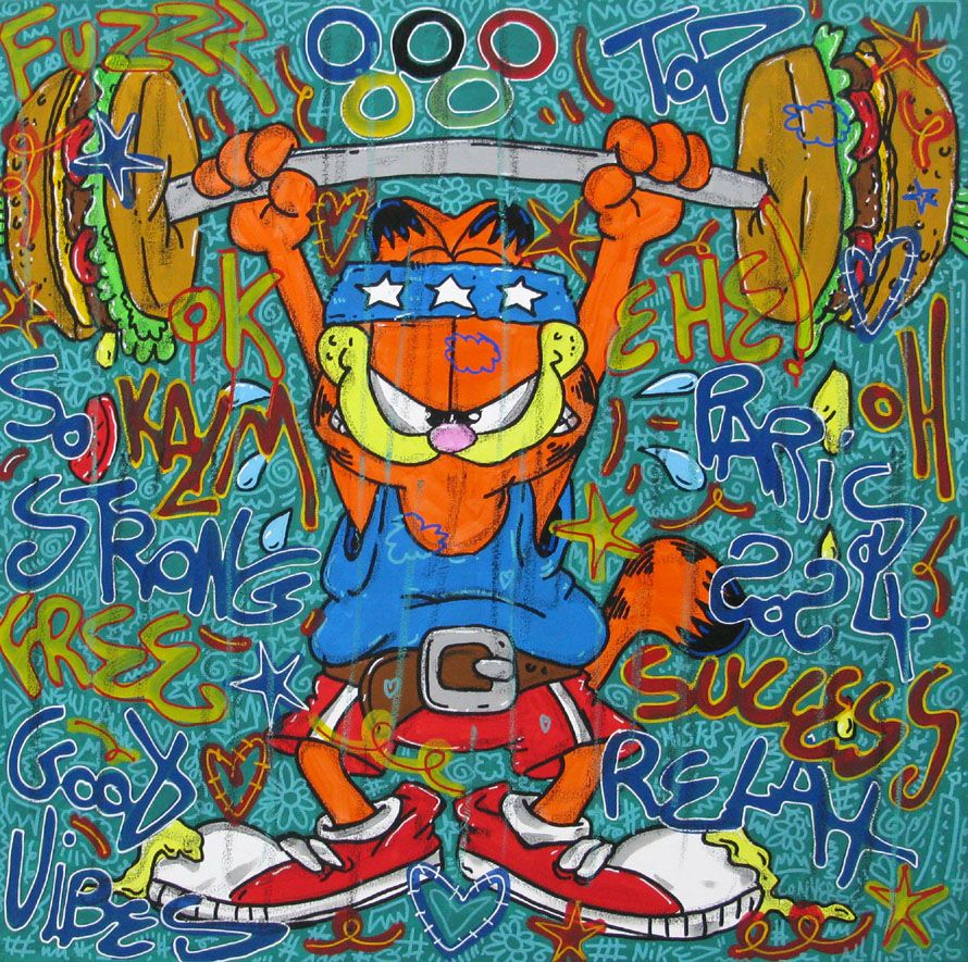 Toile street art grande taille So strong – RICO SAB – 80 × 80 cm