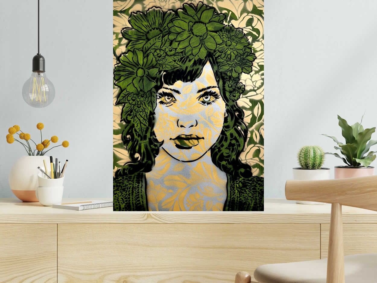 Toile GREEN EMPATHY de CHUCK SPERRY dans un intérieur – 50 × 70 cm