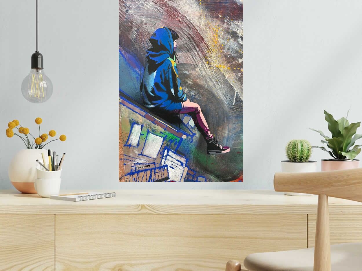 Toile Sur le toit du monde de Craig & Emer dans un intérieur – 43 × 63 cm