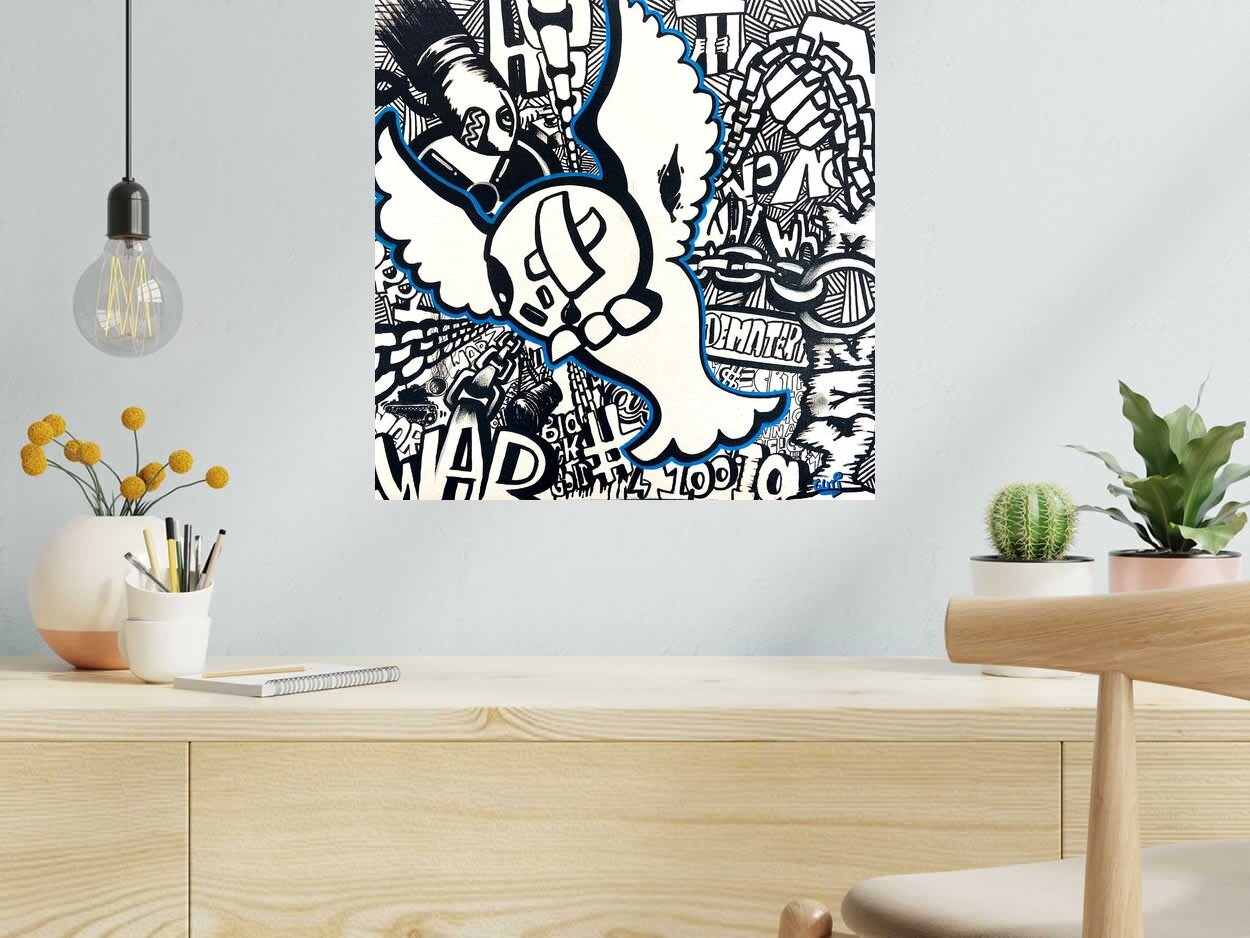 Toile Don't worry run de GUTI dans un intérieur – 50 × 50 cm