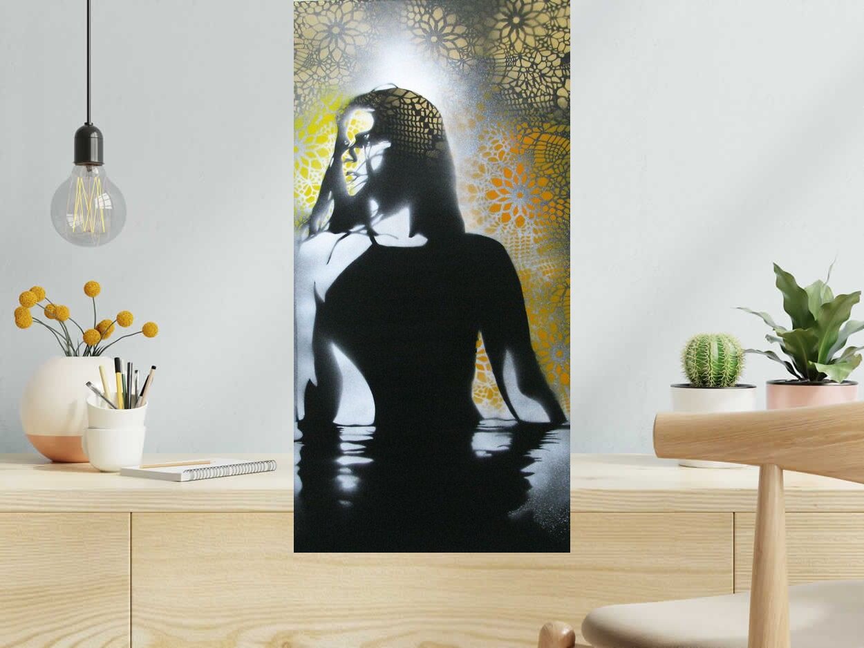 Toile Sans titre 1 de KARO TRASS dans un intérieur – 40 × 80 cm