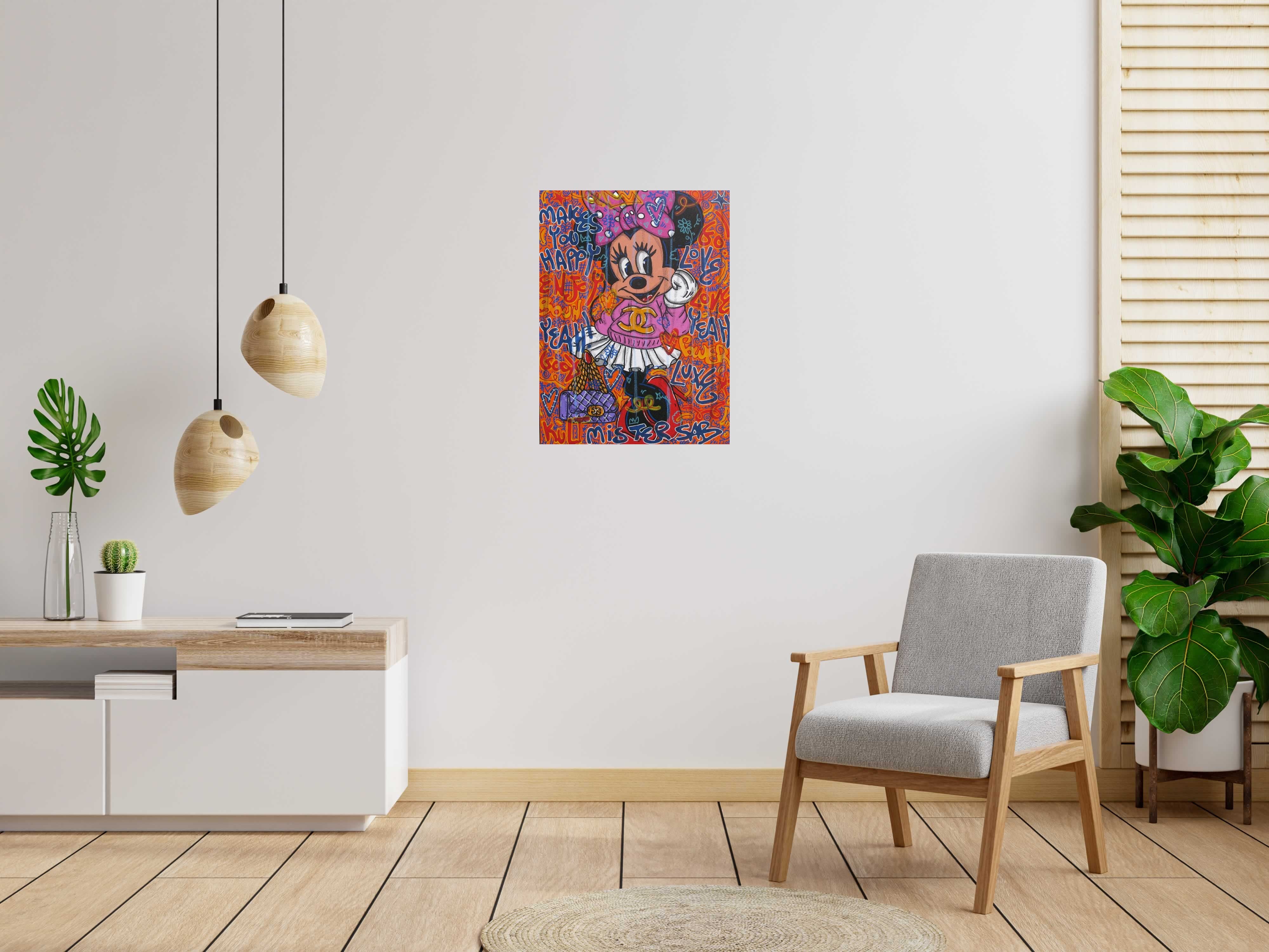 Toile Makes you happy de RICO SAB dans un intérieur – 60 × 80 cm