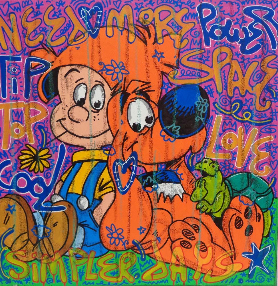 Toile street art moyen format Tip Top – RICO SAB – 60 × 60 cm