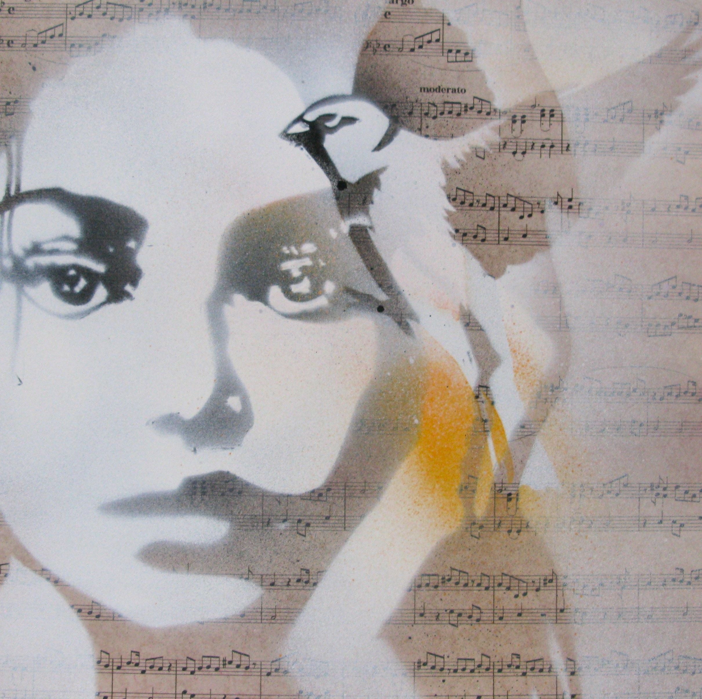 Toile street art petit format Chante à mon oreille – KARO TRASS – 32 × 32 cm