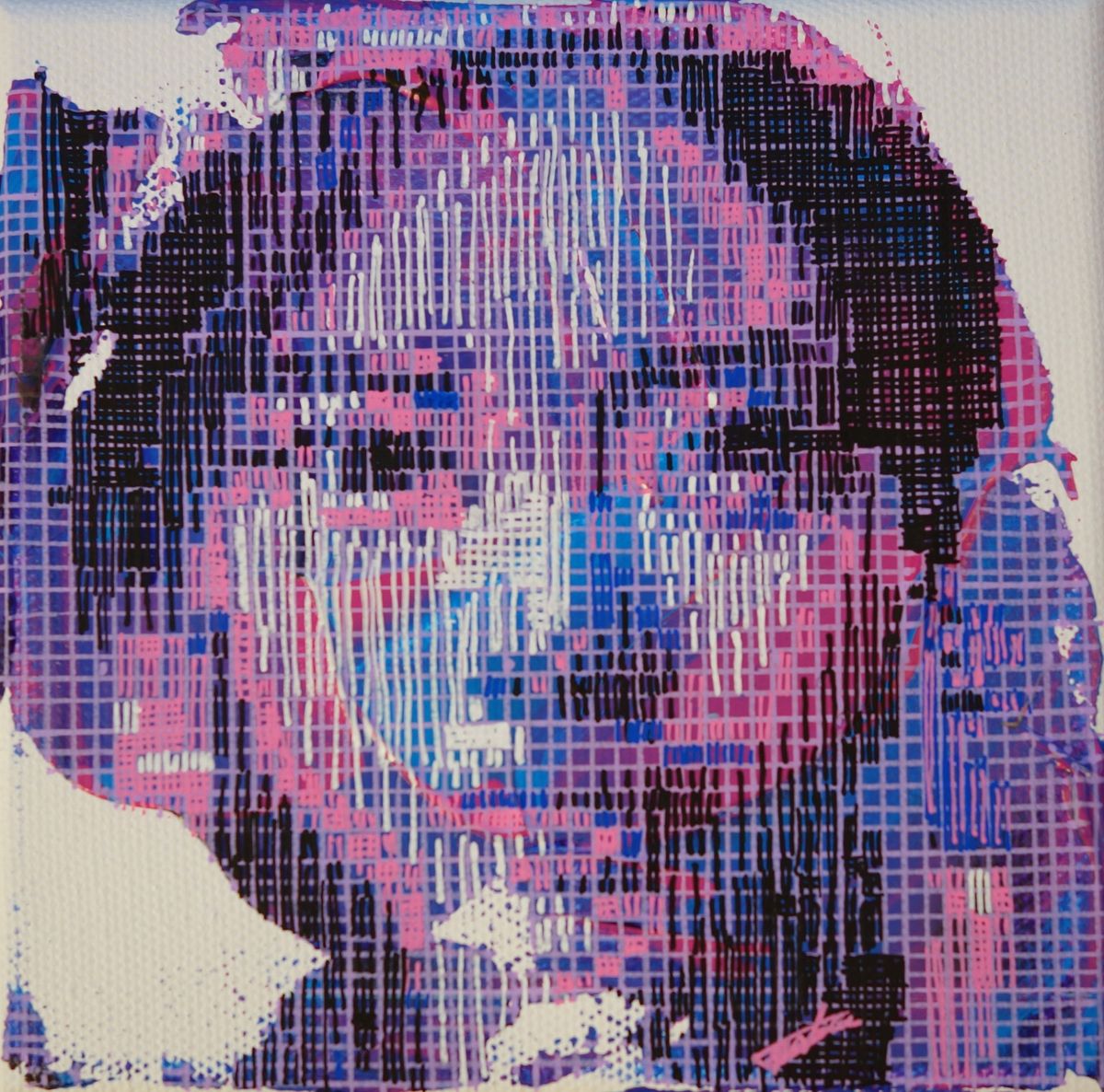 Toile street art petit format rose et violet Nippon – NICOLAS JESBAC – 13 × 13 cm