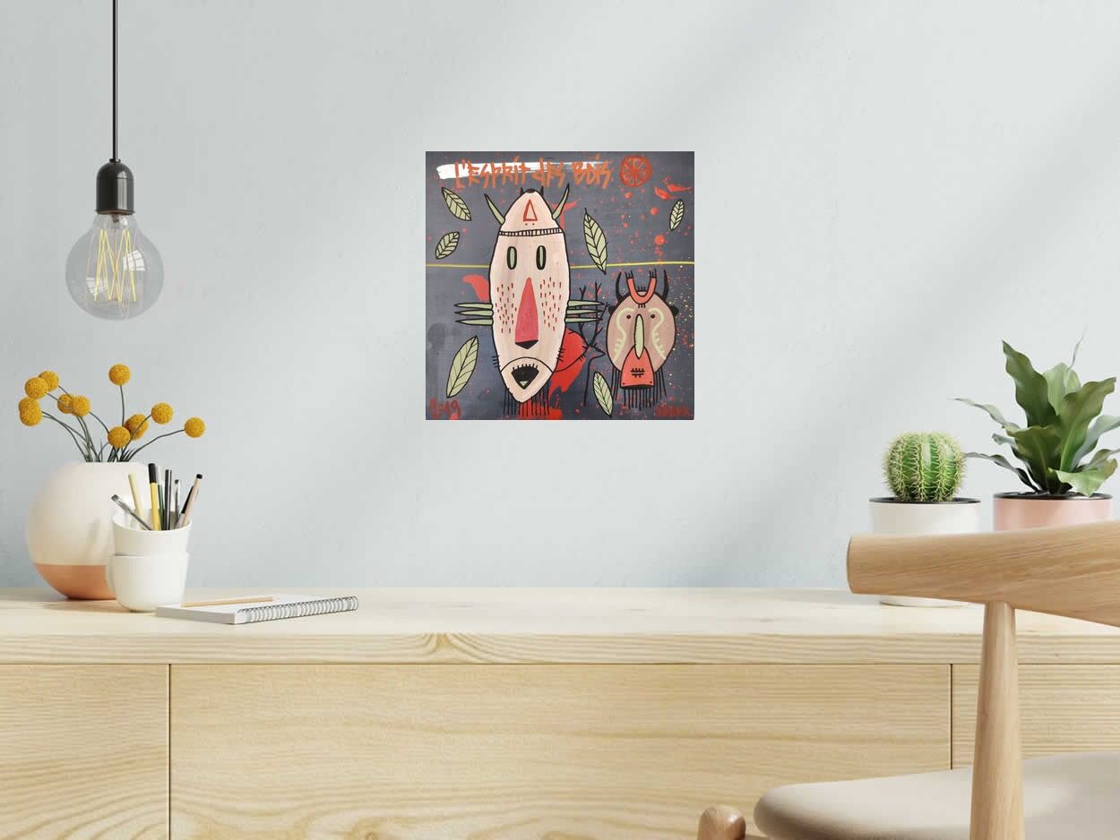 Toile L'Esprit des bois de TAREK dans un intérieur – 30 × 30 cm