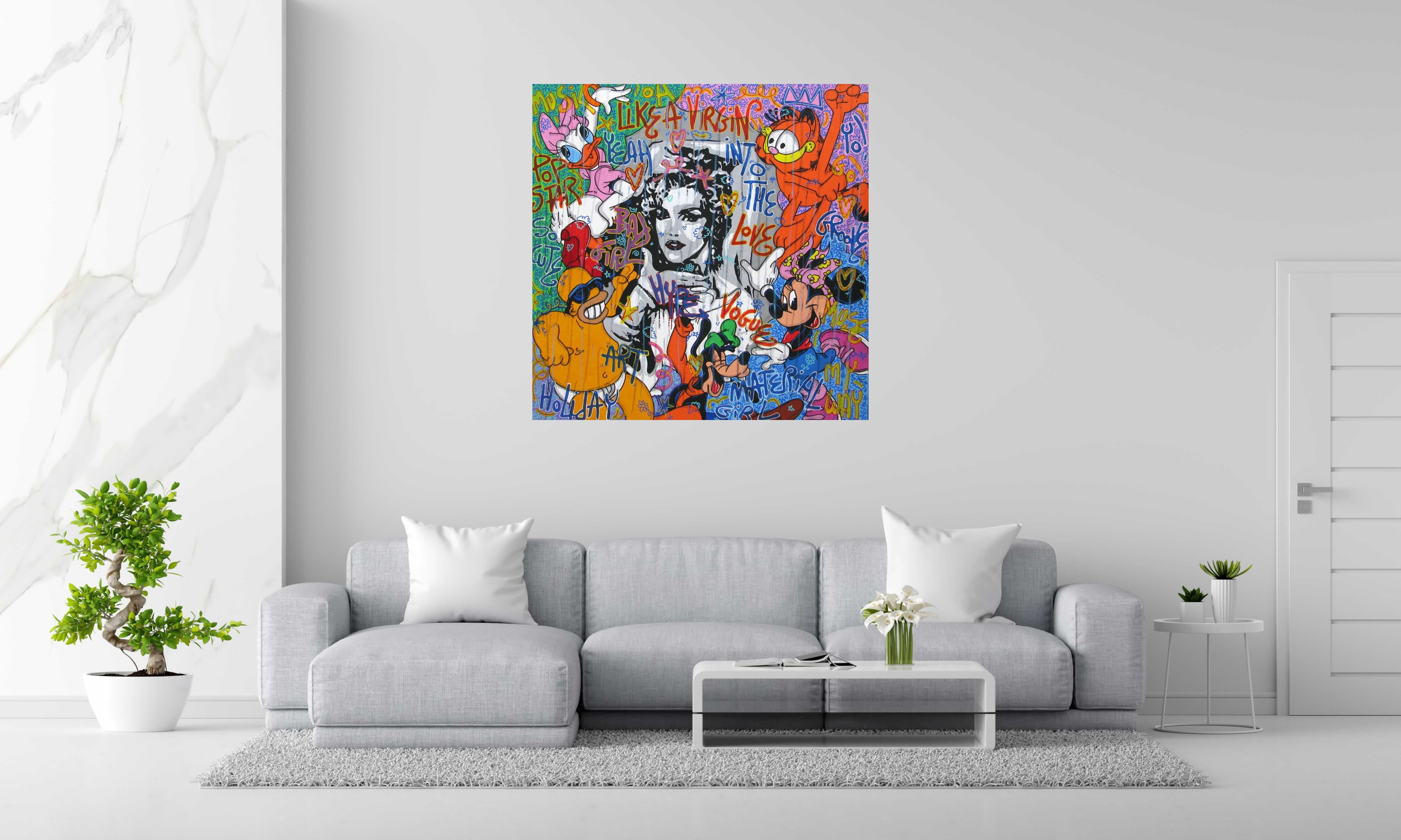 Toile Madonna de RICO SAB dans un intérieur – 120 × 120 cm