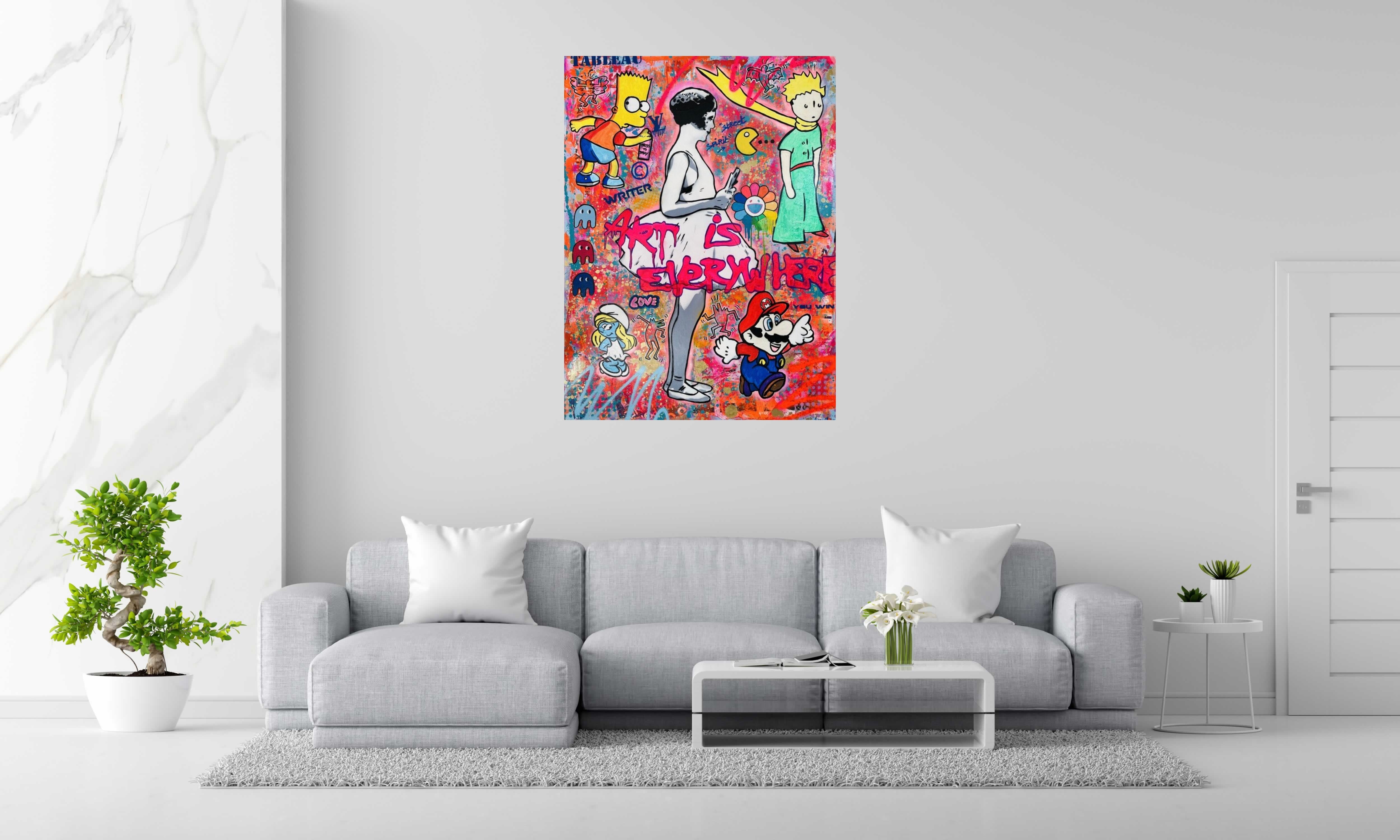 Toile Art is everywhere de SARA CHELOU dans un intérieur – 97 × 130 cm