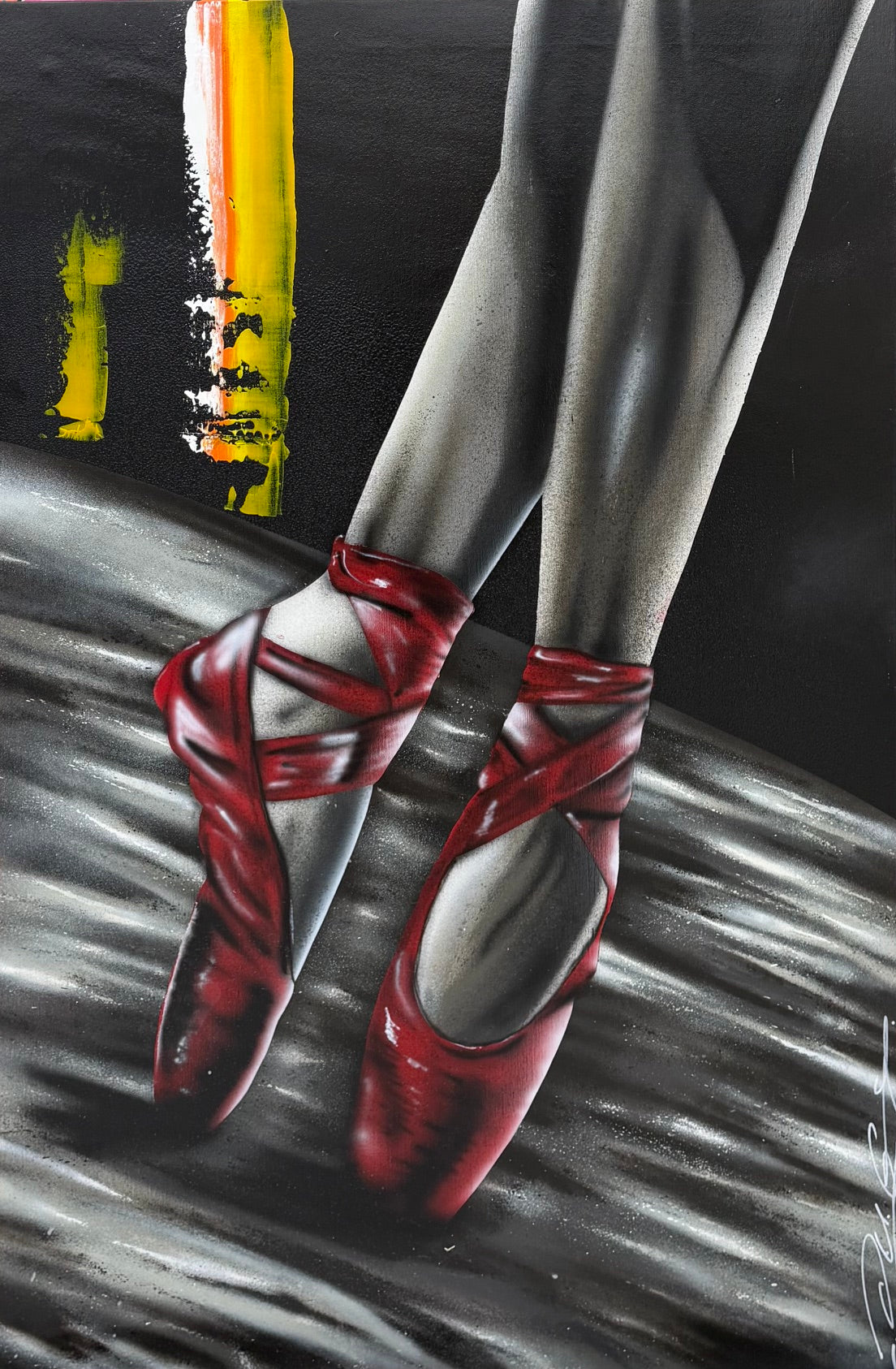 Toile street art de JUG intitulée Dancing, technique mixte et aérosol, 80 x 120 cm