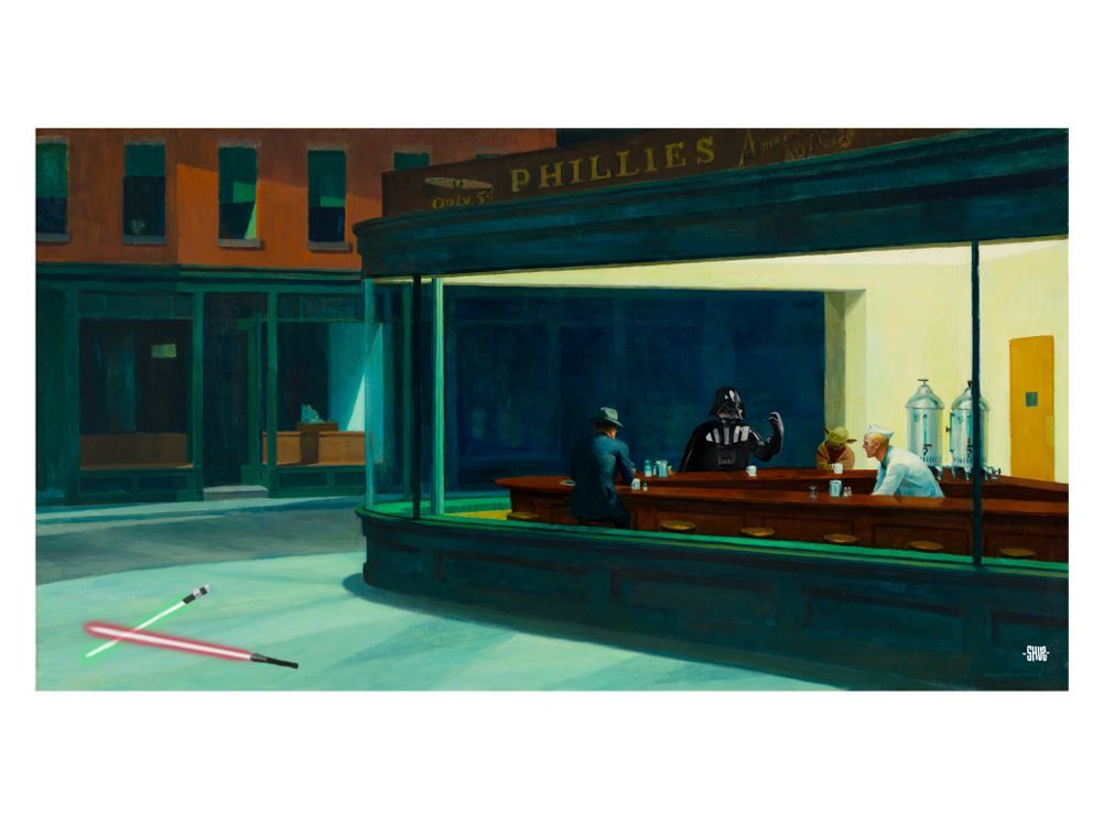 Editions d'art de SHUZ a pour titre  Bar de nuit style figuratif dim : SHUZprix:40