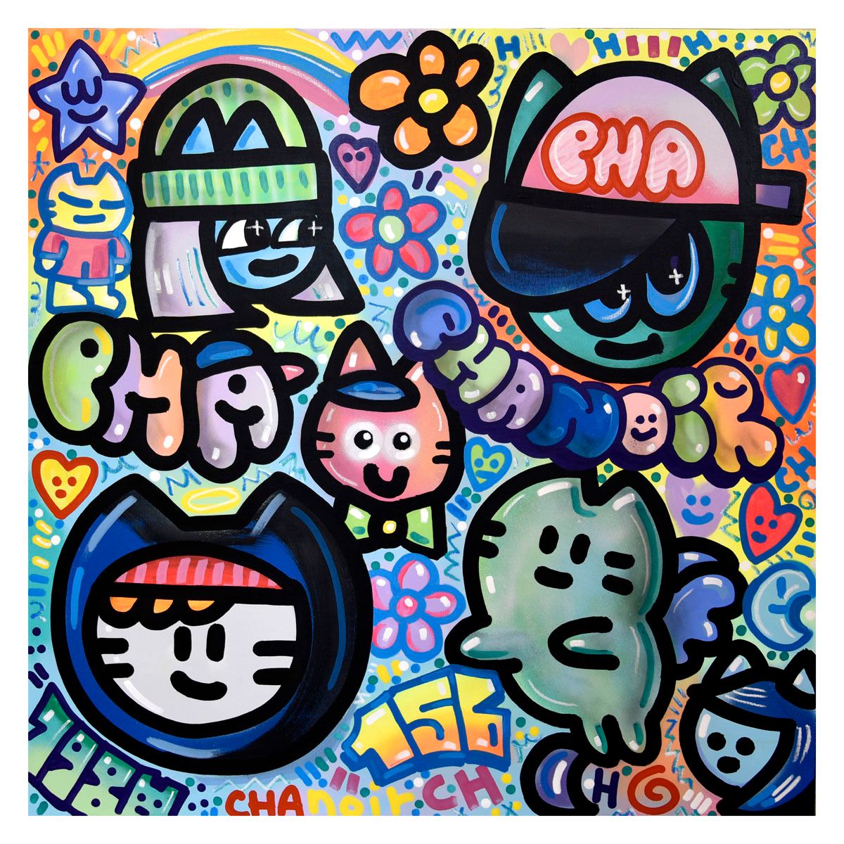 Editions d'art de CHANOIR a pour titre  Flower power chas style street pop art dim : CHANOIRprix:290