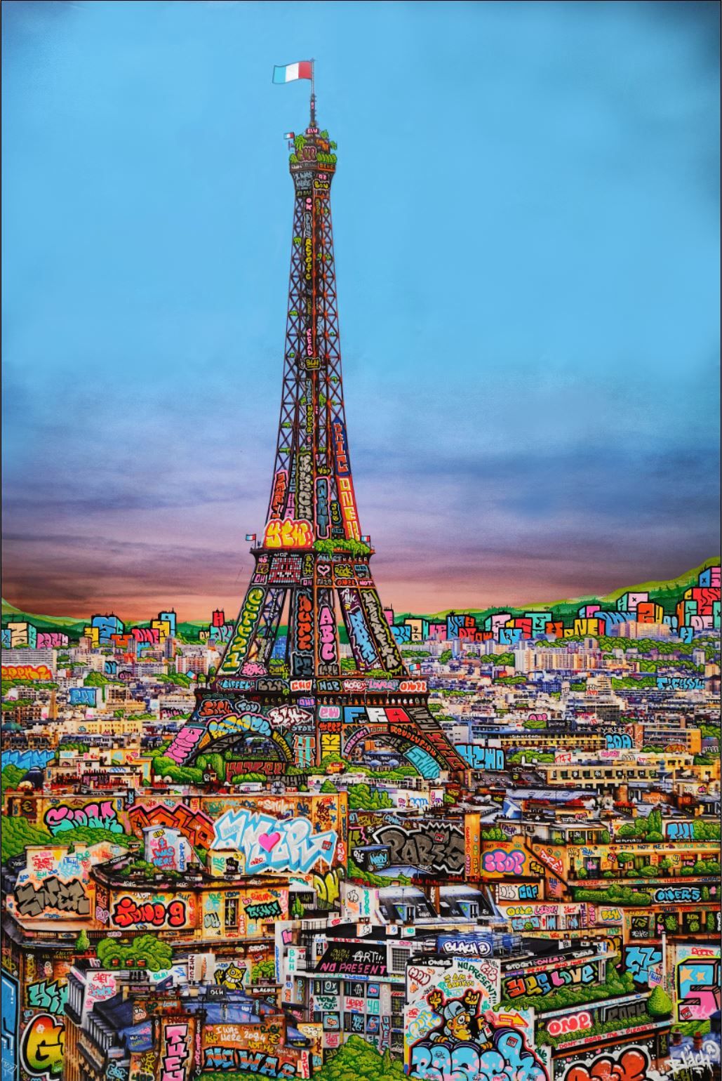 Editions d'art de BLACH a pour titre  PARIS GREEN DAY style graffiti, street pop art dim : BLACHprix:100