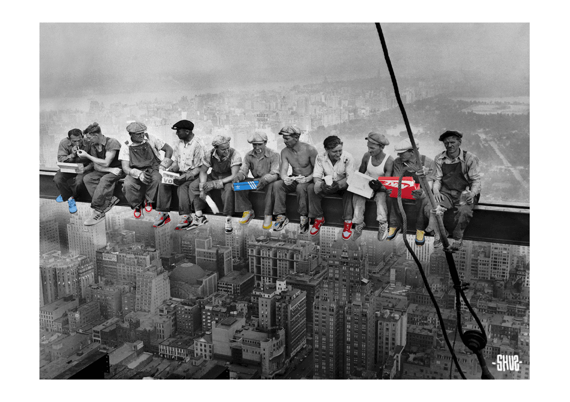 Editions d'art de SHUZ a pour titre  Sneakers de Chantier style figuratif dim : SHUZprix:40