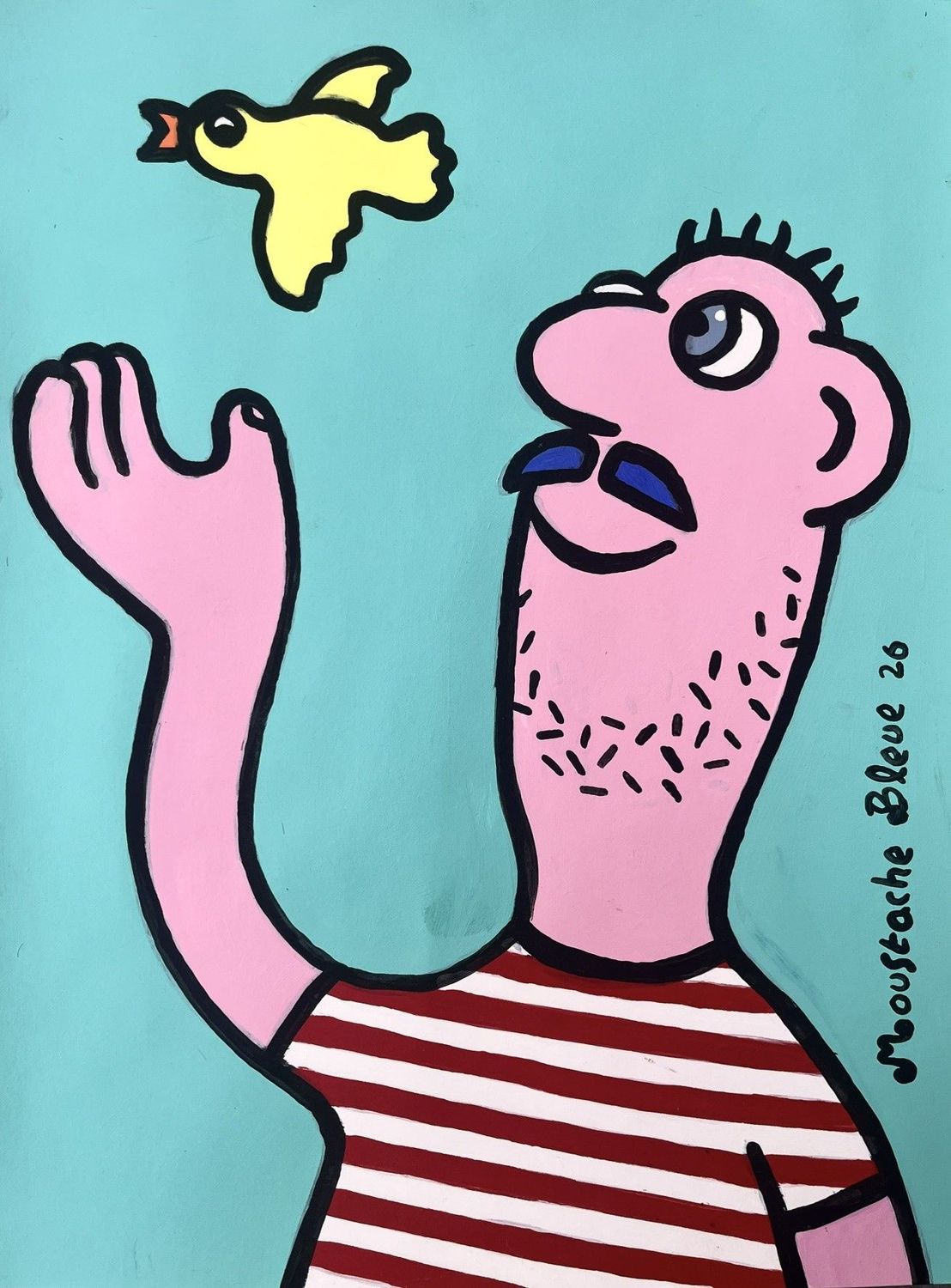 Dessin de MOUSTACHE BLEUE a pour titre  Yellow bird style figuratif dim : MOUSTACHE BLEUEprix:80